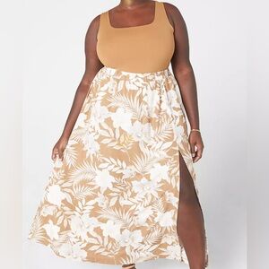 Lane Bryant Tropical Floral Side Slit Maxi Skirt
